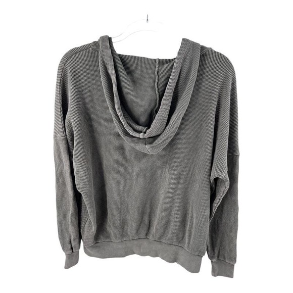 Free People Waffle Knit Hoodie Sweatshirt Light Green Sz XS NWT Retail $128 - Picture 5 of 5